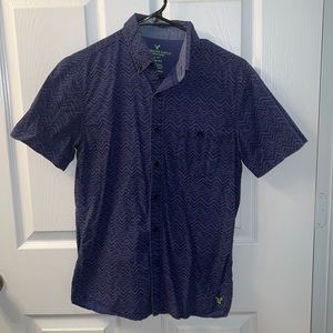 American Eagle short-sleeve patterned button-up shirt